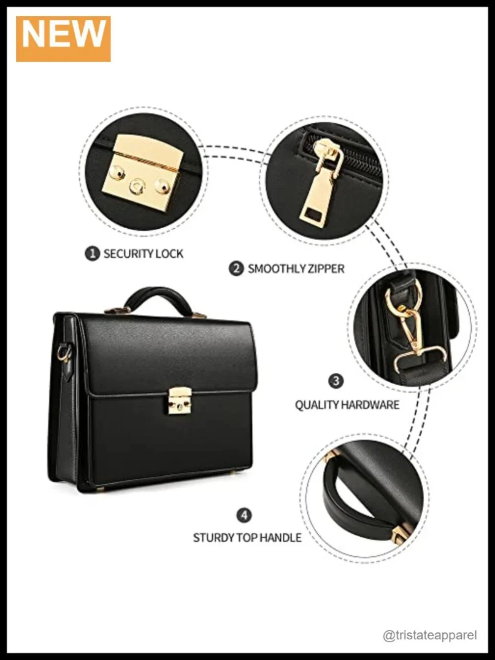 PU Leather Locking Laptop Messenger Bag for Business Men